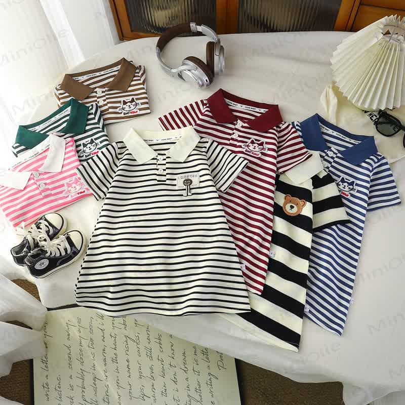 Toddler Girl Animal/Slogan Striped Polo Dress - image 1
