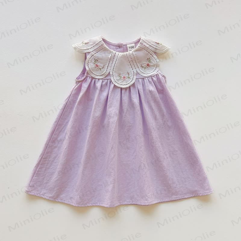 Toddler Girl Floral Embroidered Sleeveless Dress - Purple - 8-9T - image 4
