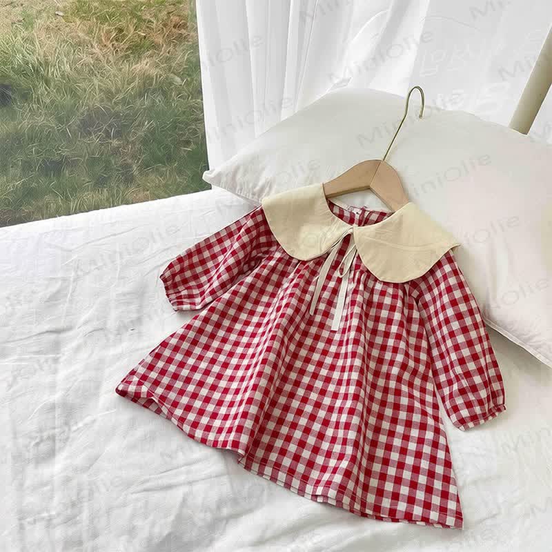 Toddler Baby Girl Gingham Peter Pan Collar Dress - Red - 5-6.5T - image 2