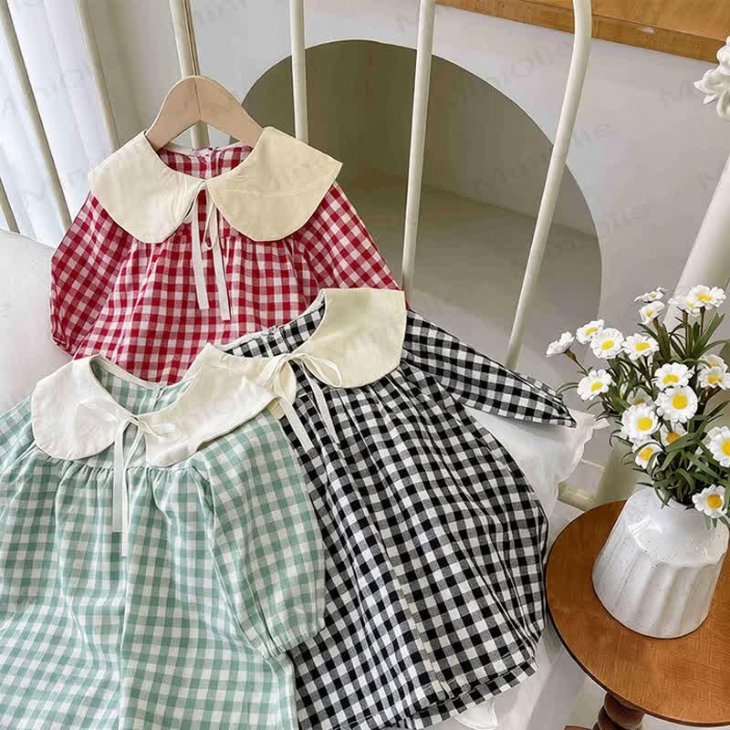 Toddler Baby Girl Gingham Peter Pan Collar Dress - image 1