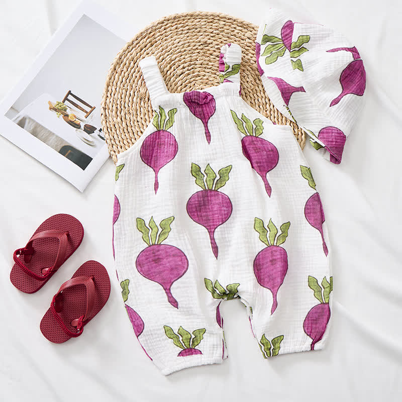 Baby Beet Print Romper with Hat - image 2