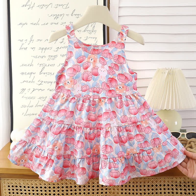 Toddler Girl Floral Sleeveless Summer Dress - Pink - 10-11T - image 2