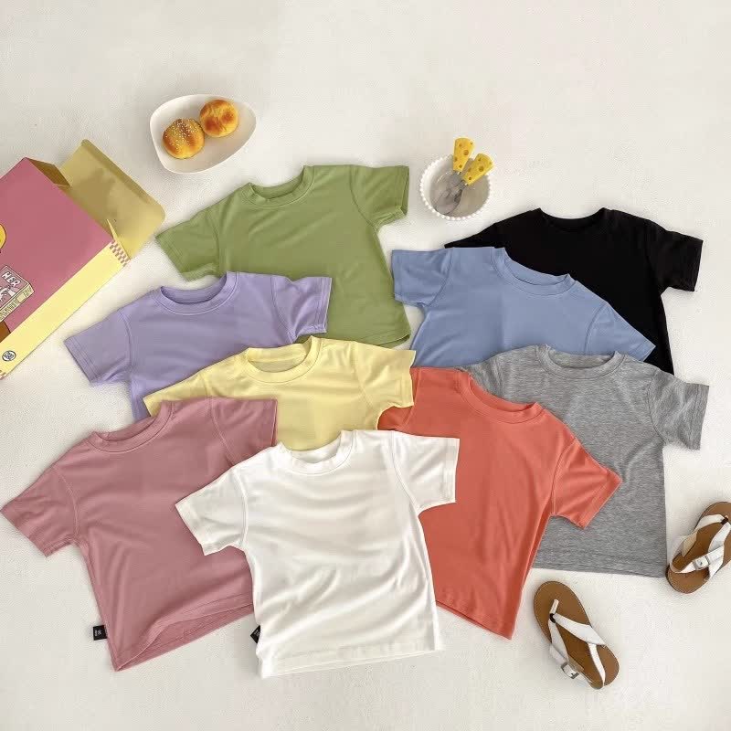 Toddler Solid Color Crew Neck Casual T-Shirt - image 1