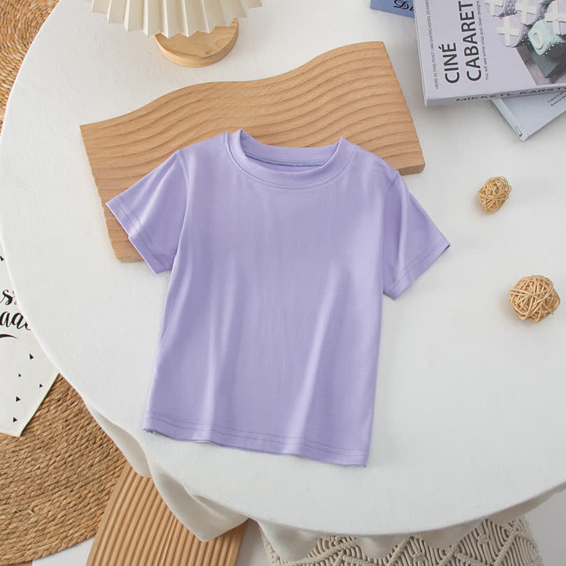 Toddler Solid Color Crew Neck Casual T-Shirt - Purple - 10-11T - image 10