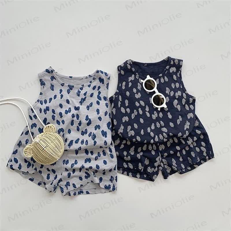 Toddler Soft Cotton Dot Print Tank Top and Shorts 2-piece Set - image 1