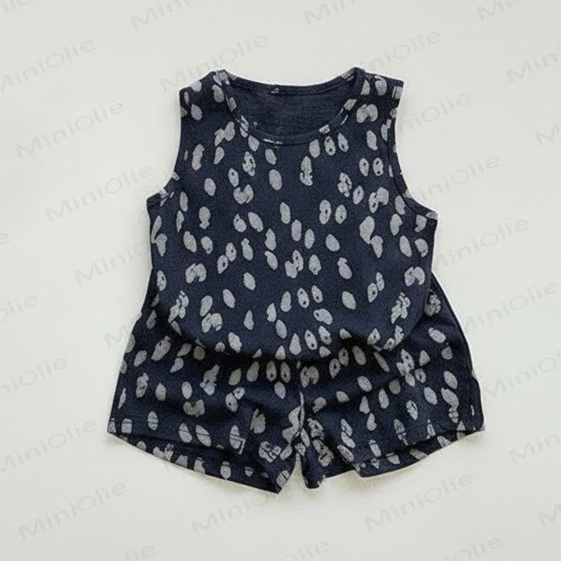 Toddler Soft Cotton Dot Print Tank Top and Shorts 2-piece Set - Navy - 4-5T - image 2