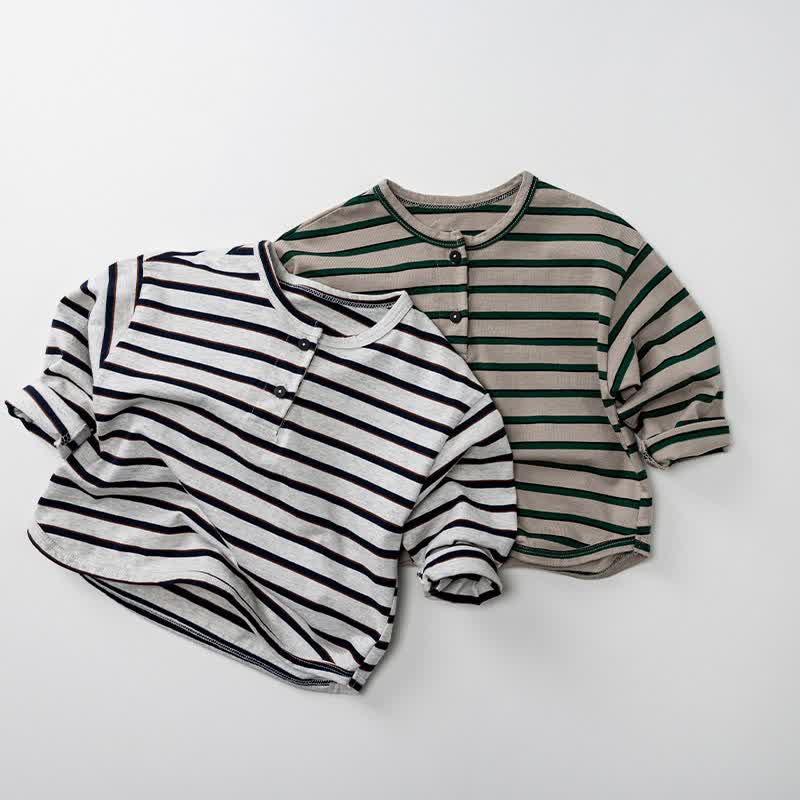 Toddler Striped Crew Neck Soft Long-Sleeve Tee - image 1