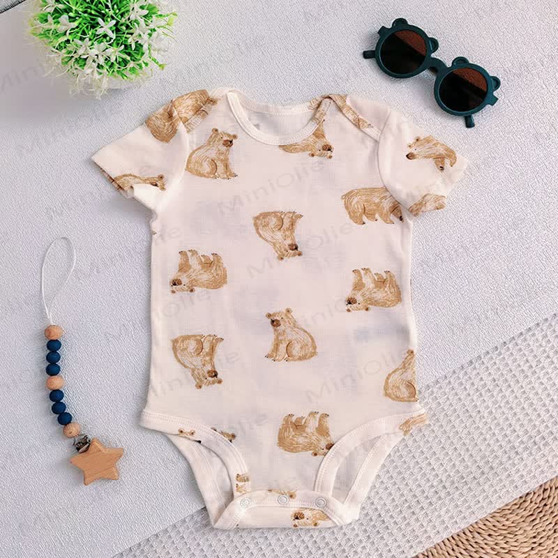 Baby Cotton Animal Print Short Sleeve Bodysuit - image 9