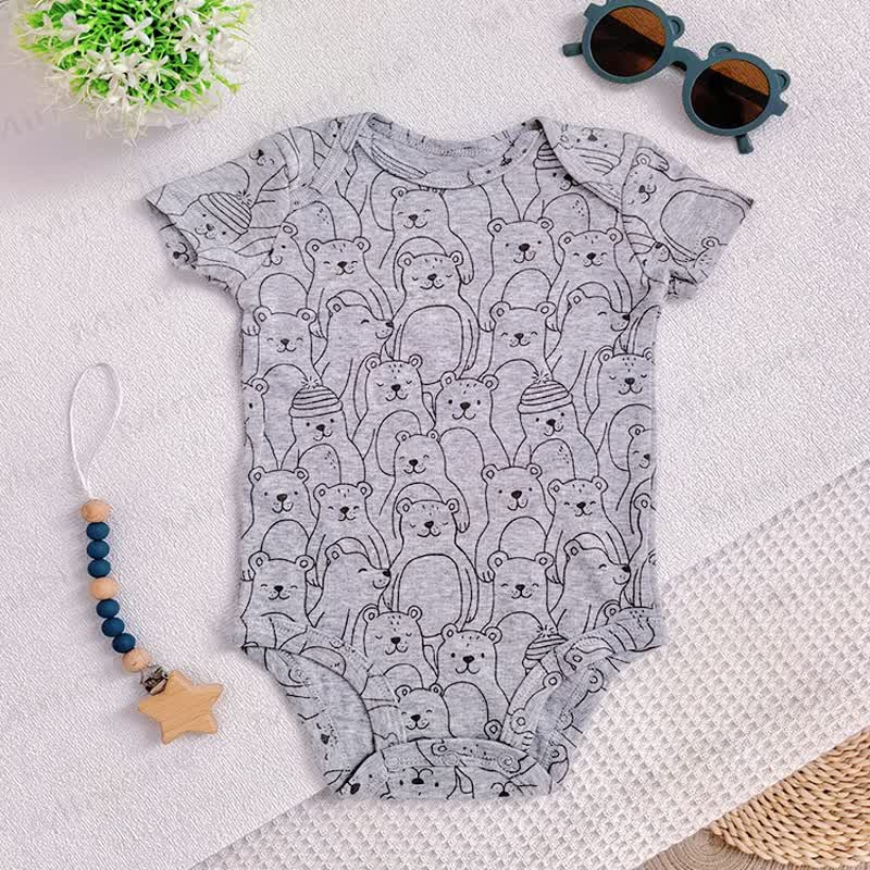 Baby Cotton Animal Print Short Sleeve Bodysuit - image 11
