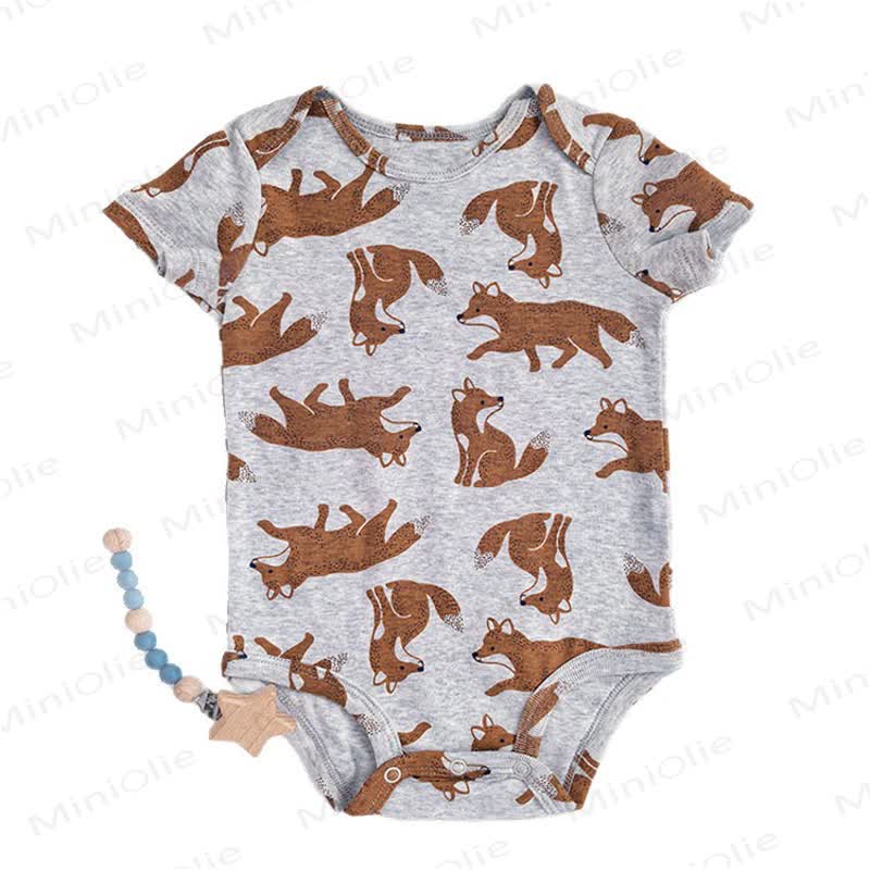 Baby Cotton Animal Print Short Sleeve Bodysuit - image 5