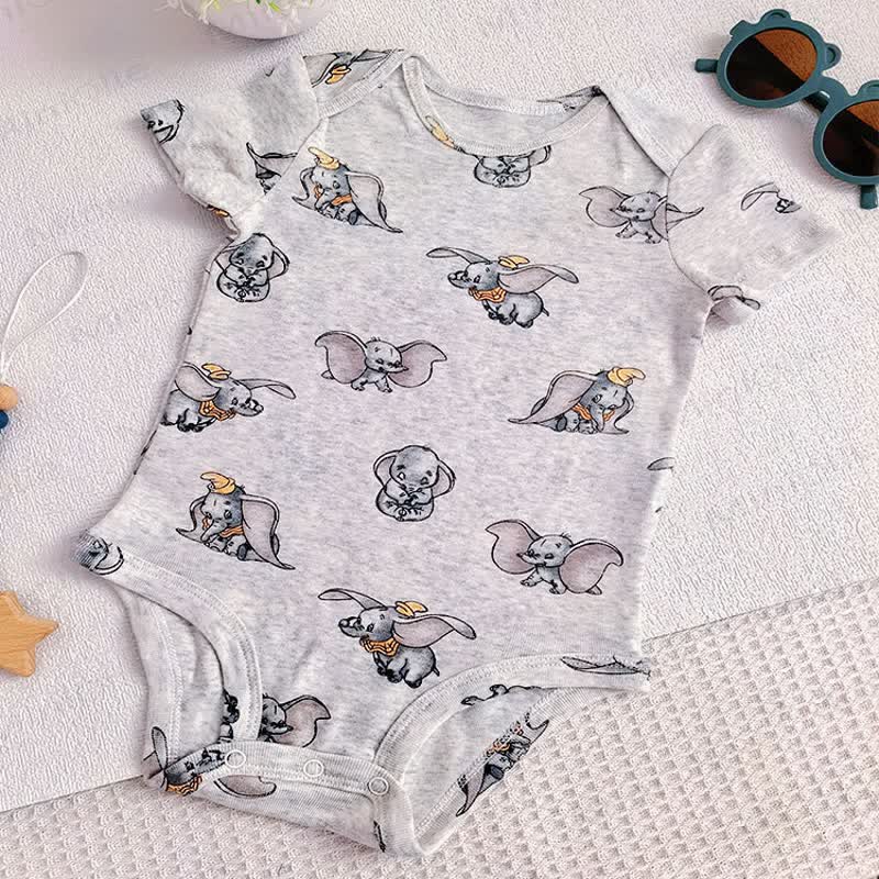 Baby Cotton Animal Print Short Sleeve Bodysuit - Gray Elephant - 18-24M - image 6