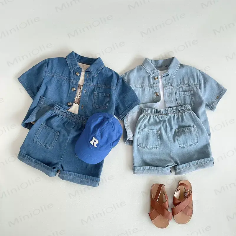 Toddler Denim Shirt and Shorts 2-piece Set - image 1