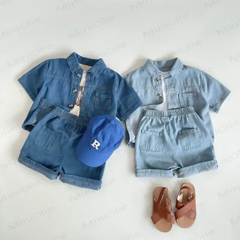 Toddler Denim Shirt and Shorts 2-piece Set - image 1