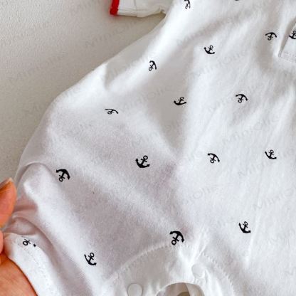 Baby Boys Nautical Anchor Print Polo Short Sleeves Romper - image 5