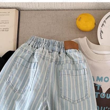 Toddler Blue Striped Denim Pants - image 3