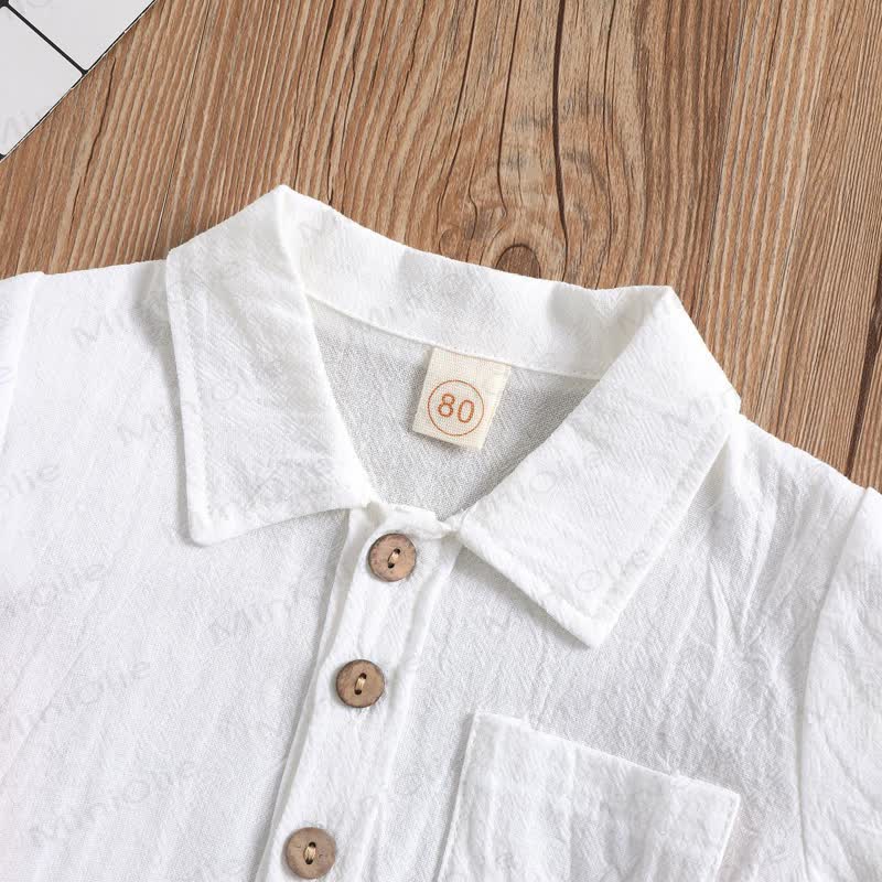 Toddler Kid Boys Cotton Linen Solid Color Polo Shirt and Shorts 2-piece Set - image 5