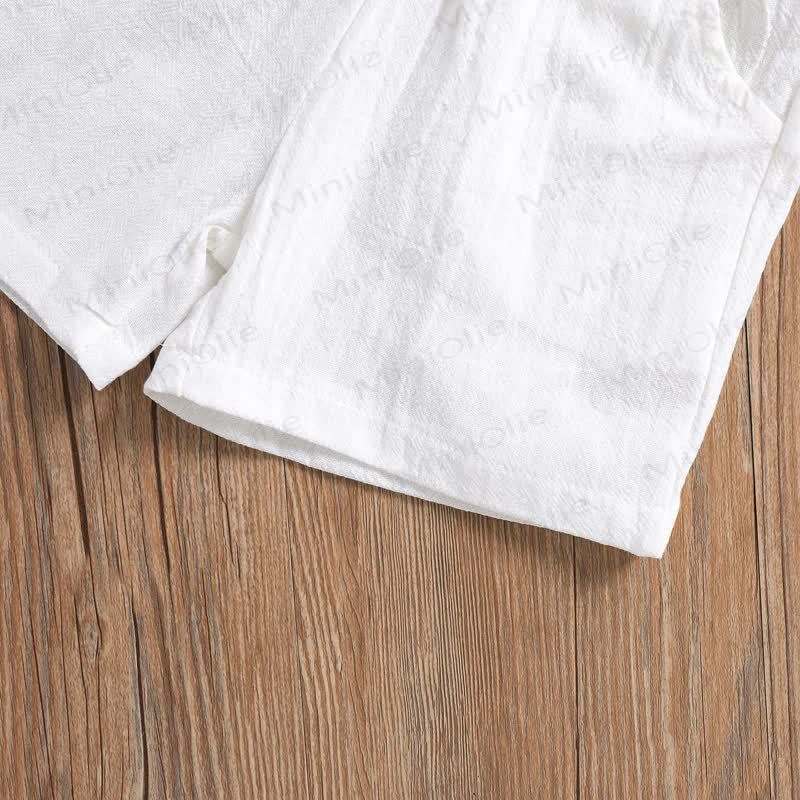 Toddler Kid Boys Cotton Linen Solid Color Polo Shirt and Shorts 2-piece Set - image 7
