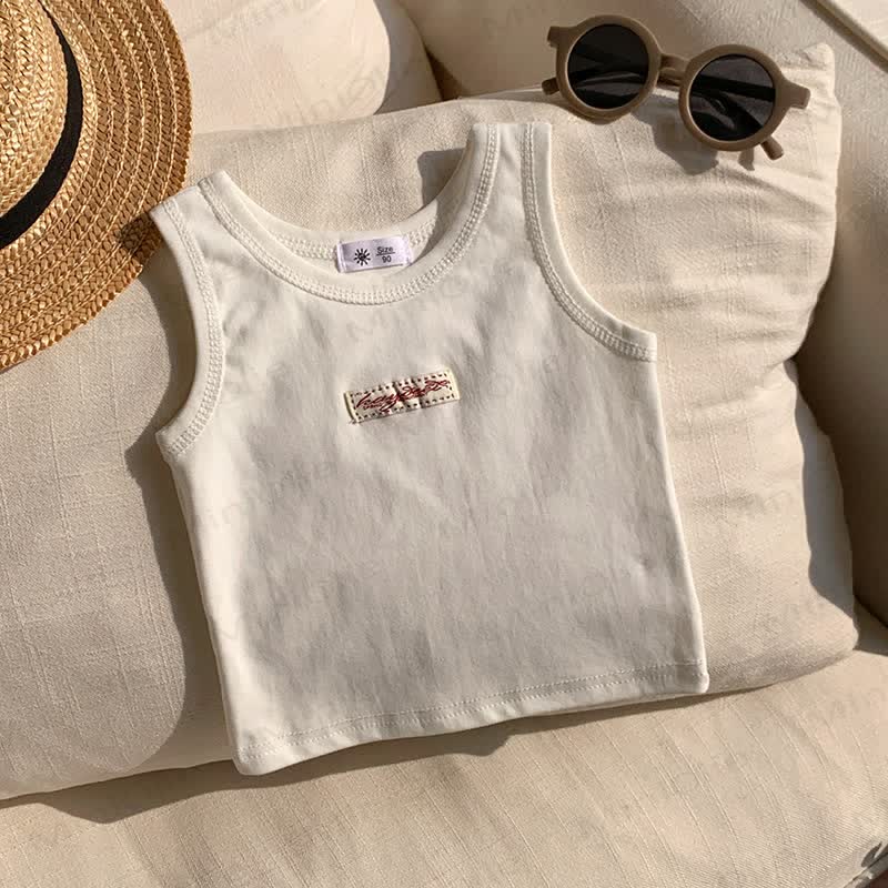 Toddler Girl Solid Color Summer Tank Top - White - 10-11T - image 2