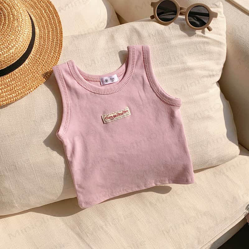 Toddler Girl Solid Color Summer Tank Top - Pink - 10-11T - image 3