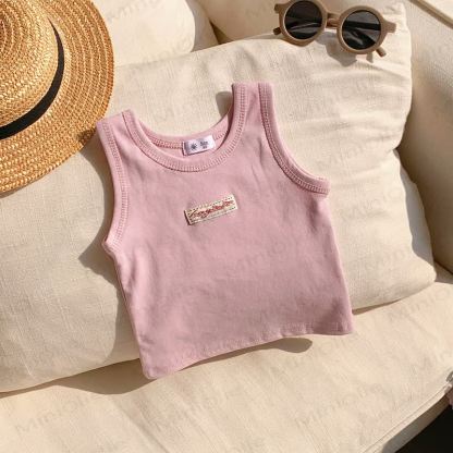 Toddler Girl Solid Color Summer Tank Top - Pink - 10-11T - image 3