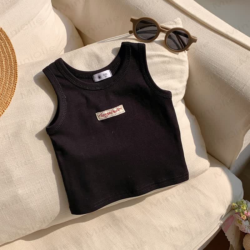 Toddler Girl Solid Color Summer Tank Top - Black - 10-11T - image 5