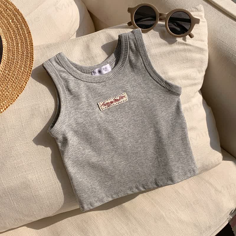 Toddler Girl Solid Color Summer Tank Top - Gray - 10-11T - image 7