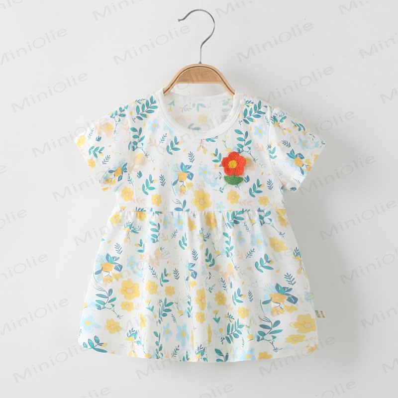 Toddler Baby Girl Floral Cotton Dress - Yellow - 4-5T - image 1