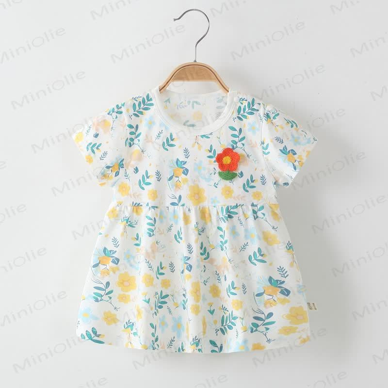 Toddler Baby Girl Floral Cotton Dress - Yellow - 4-5T - image 1