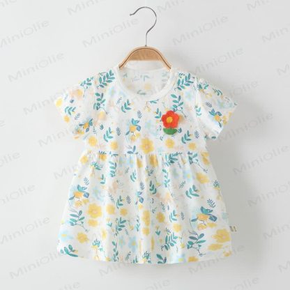 Toddler Baby Girl Floral Cotton Dress - Yellow - 4-5T - image 1