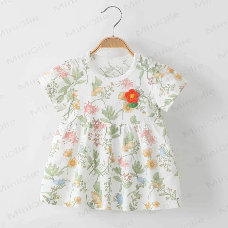 Toddler Baby Girl Floral Cotton Dress - Green - 4-5T - image 3