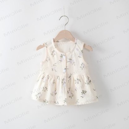 Toddler Baby Girl Button Front Summer Dress - Purple Flower - 4-5T - image 1