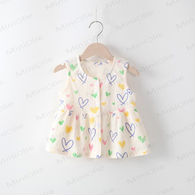 Toddler Baby Girl Button Front Summer Dress - White Heart - 4-5T - image 4