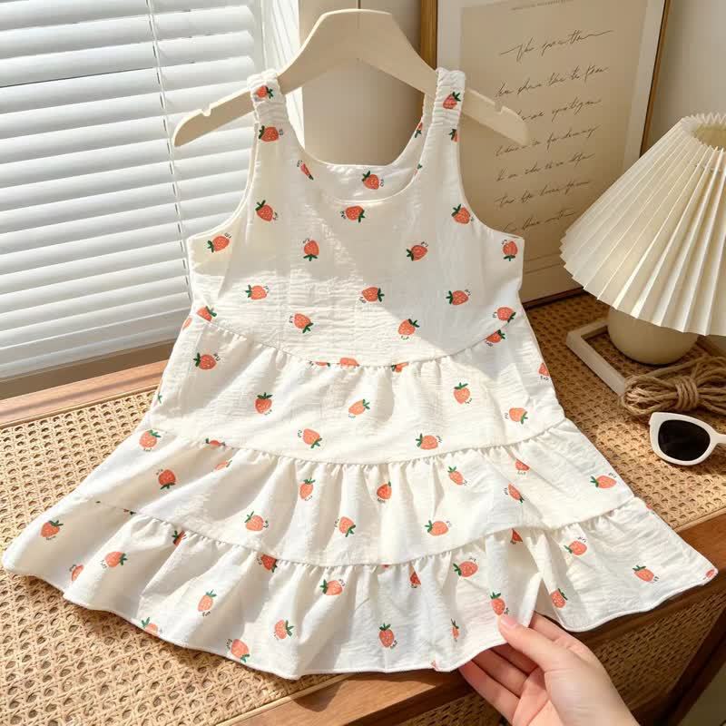 Toddler Girl Tiered Ruffle Summer Sleeveless Dress - Strawberry - 7-8T - image 2