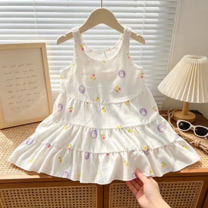 Toddler Girl Tiered Ruffle Summer Sleeveless Dress - Bunny - 7-8T - image 4