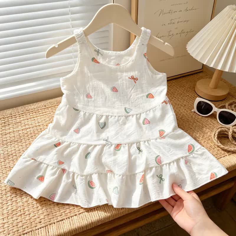 Toddler Girl Tiered Ruffle Summer Sleeveless Dress - Watermelon - 7-8T - image 5