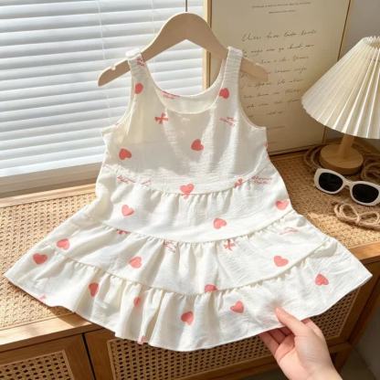 Toddler Girl Tiered Ruffle Summer Sleeveless Dress - Heart - 7-8T - image 6