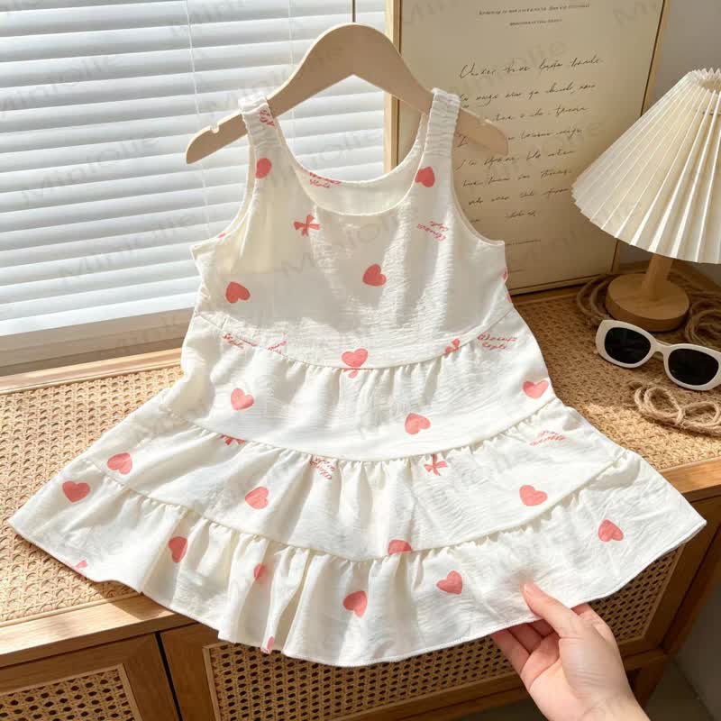 Toddler Girl Tiered Ruffle Summer Sleeveless Dress - Heart - 7-8T - image 6