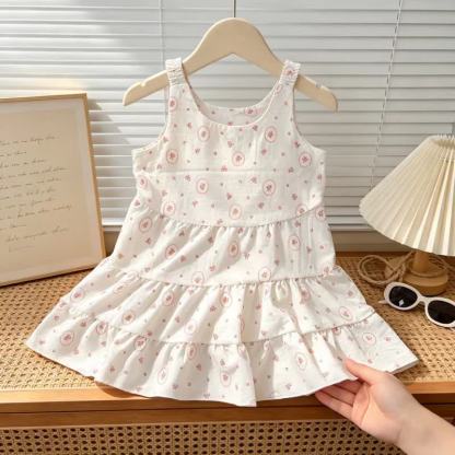 Toddler Girl Tiered Ruffle Summer Sleeveless Dress - Circle Flower - 7-8T - image 7