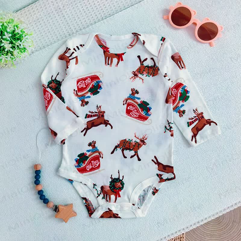 Baby Cotton Cartoon Print Short Sleeve Bodysuit - White Moose - 18-24M - image 10