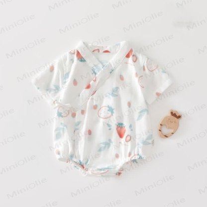 Baby Strawberry Bamboo Wrap Bodysuit - image 1