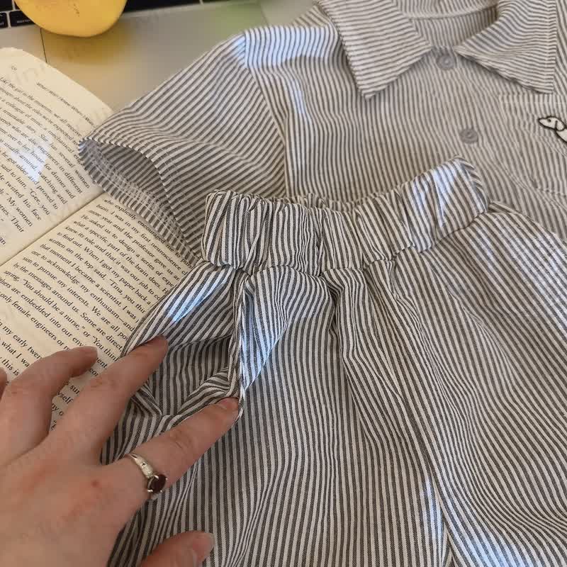 Toddler Boys Striped Puppy Embroidered Shirt and Shorts 2-Piece Set - image 3