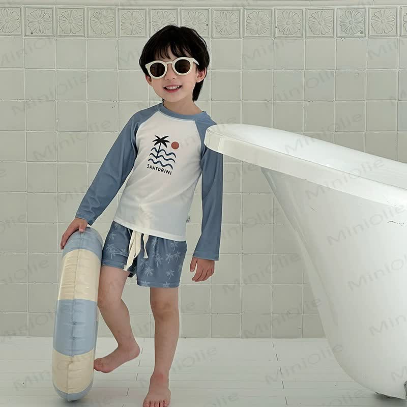 Toddler Boys Sun Safe Rashguard Swimwear 2 Piece Set with Swim Cap - image 6