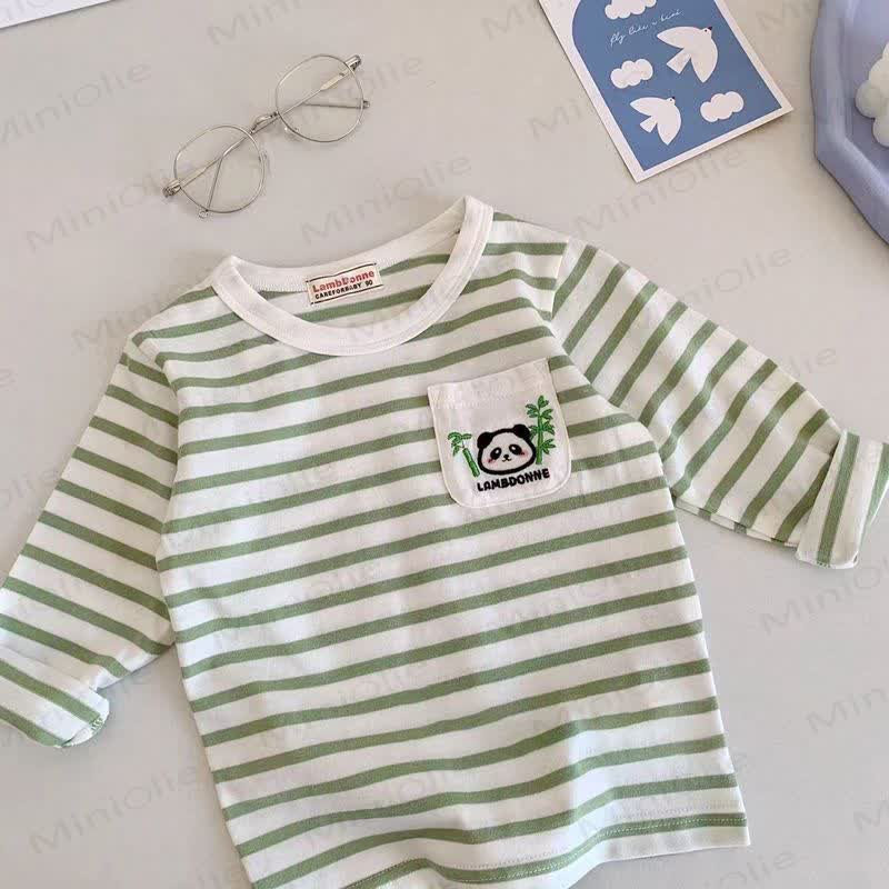 Toddler Baby Animal Striped Pocket Long Sleeve Tee - Green - 4-5T - image 2