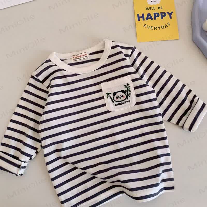 Toddler Baby Animal Striped Pocket Long Sleeve Tee - Navy - 4-5T - image 5