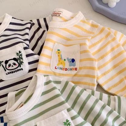 Toddler Baby Animal Striped Pocket Long Sleeve Tee - image 8