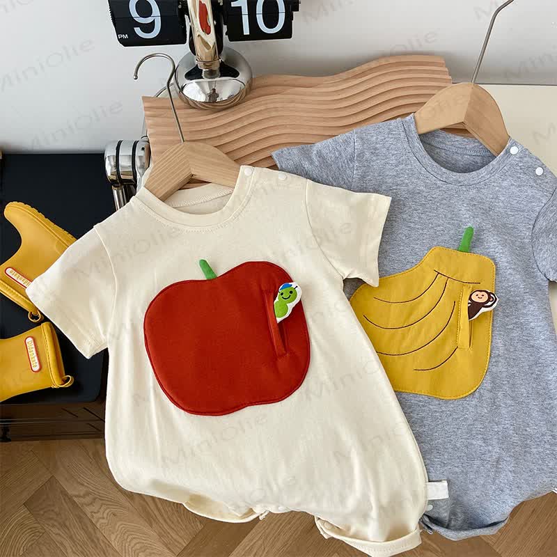 Baby Cotton Fruit and Animal Patch Romper - image 1