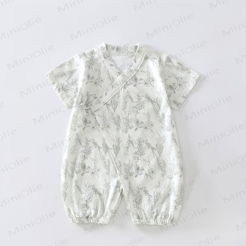 Baby Cotton Botanical Wrap Romper - Green - 18-24M - image 2
