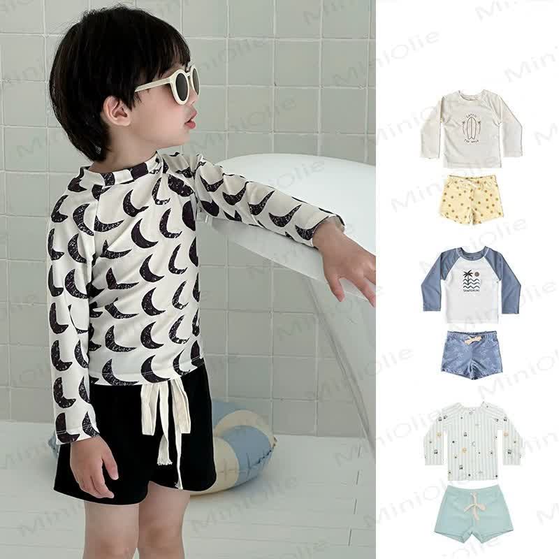 Toddler Boys Sun Safe Rashguard Swimwear 2 Piece Set with Swim Cap - image 1