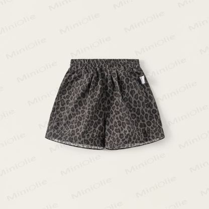 Toddler Cotton Girls Leopard Print Shorts - Black - 8-9T - image 2