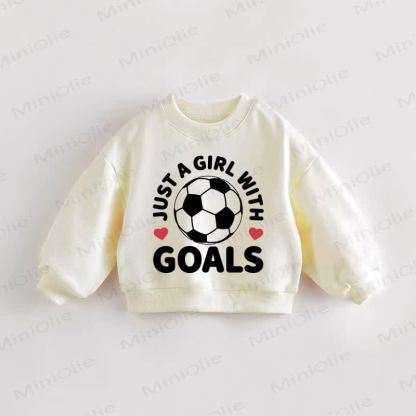 JUST A GIRL WITH GOALS Baby Toddler Sweatshirt - Cream - 3-5T - image 1